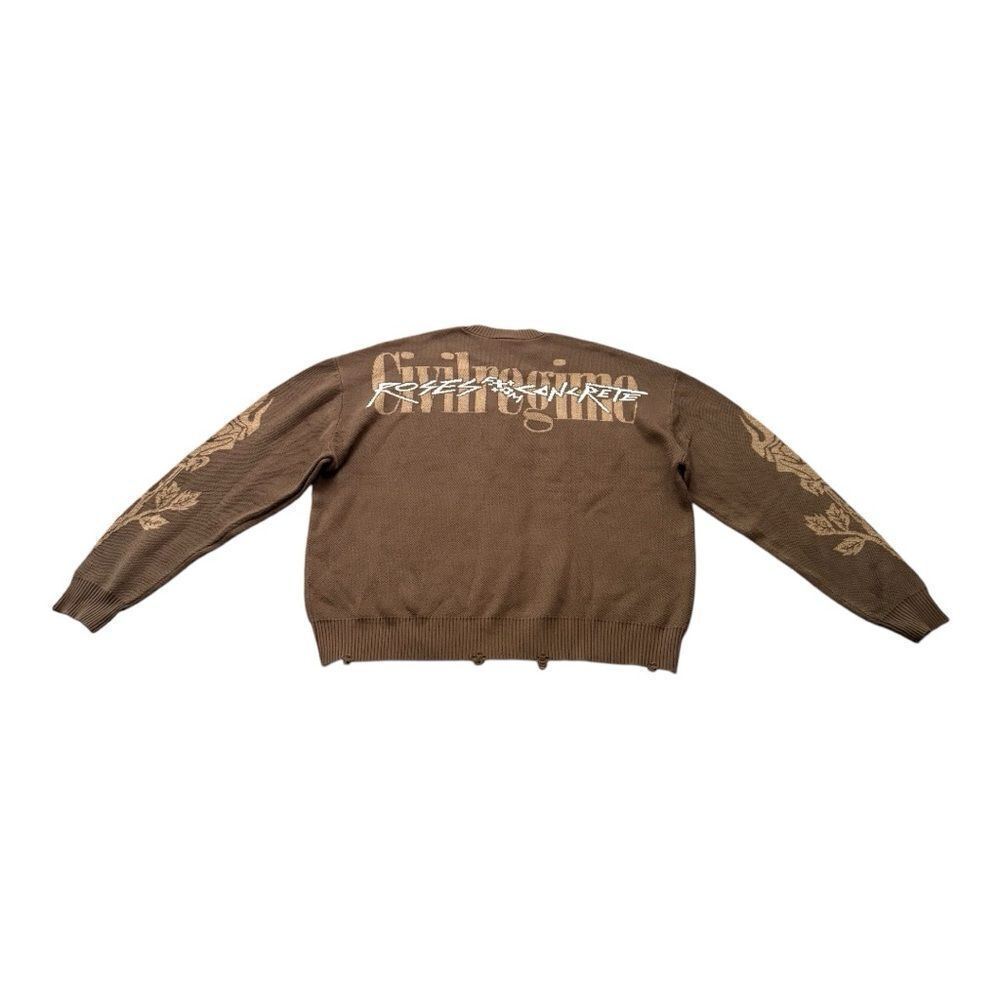 Civil Regime Roses From Concrete Knit Sweater XL Brown Flaming Rose